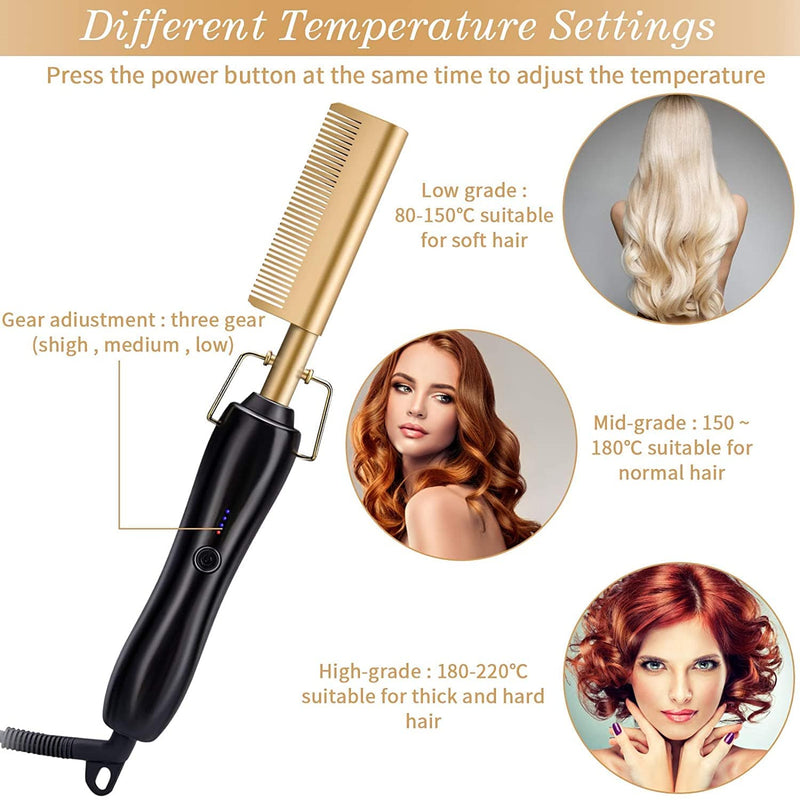 1800 Points | Hot Comb Hair Straightener,2in1 Ceramic Comb