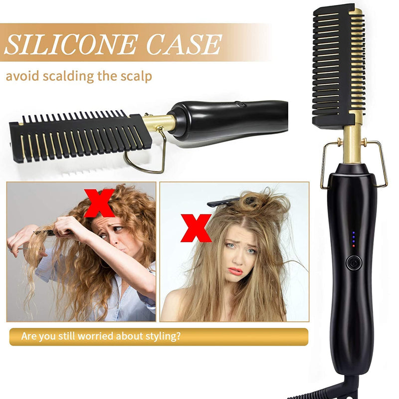 1800 Points | Hot Comb Hair Straightener,2in1 Ceramic Comb