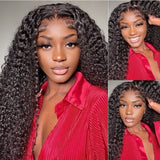 Klaiyi 13x4 HD Transparent Lace Front Wigs Jerry Curly Glueless Lace Wigs 180% Density