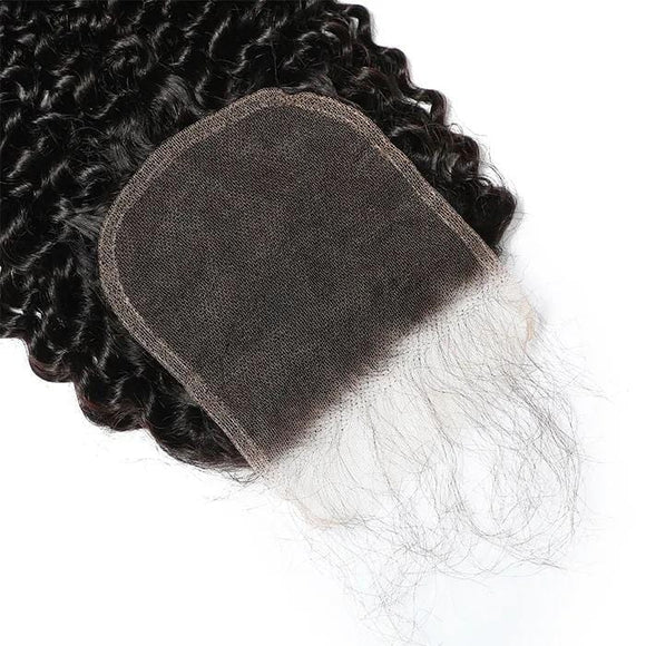 Klaiyi Invisible 5x5 HD Lace Closure Free Part Jerry Curly Wave Virgin Human Hair Closure Melt All Skin