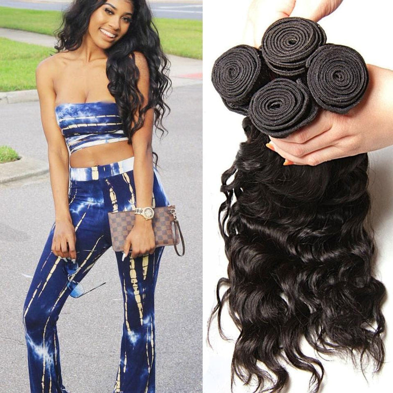 Klaiyi Natural Wave Virgin Human Hair Weave Extensions Wet and Wavy 3 Bundles Deals