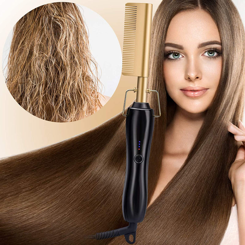 1800 Points | Hot Comb Hair Straightener,2in1 Ceramic Comb