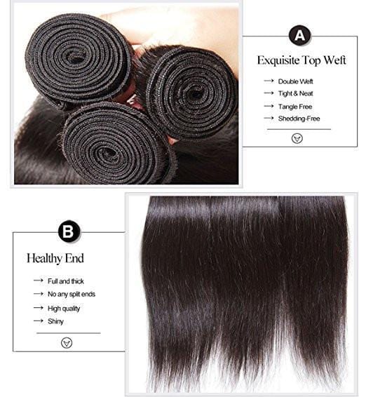 Klaiyi Cheveux malaisiens raides vierges non traités, mèches de 4 pièces/paquet 