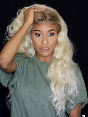 Klaiyi 1B/613 Body Wave Ombre Hair 3 Bundles with 13*4 Frontal , 2 Tone Color Human Hair Weave Extensions For Sale