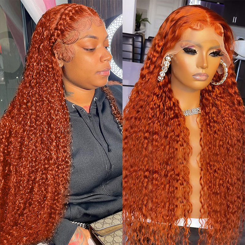 All Wigs Under $100| Klaiyi Orange Ginger Colored Wigs Jerry Curly Precolored Lace Part Human Hair Wigs Ginger Wig Flash Sale