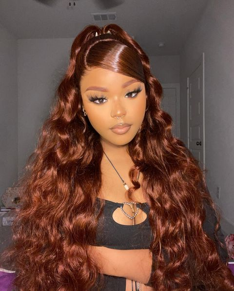Klaiyi Special Offer Reddish Brown Lace Front Wig Human Hair Flash Sale