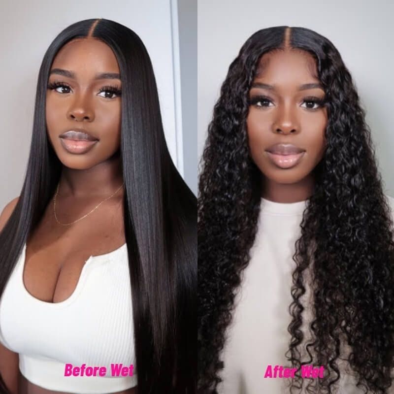 Klaiyi Buy Bone Straight V Part Wigs After Wet Get Deep Curls Wave Wigs Meets Real Scalp 1 Wig 2 Styles