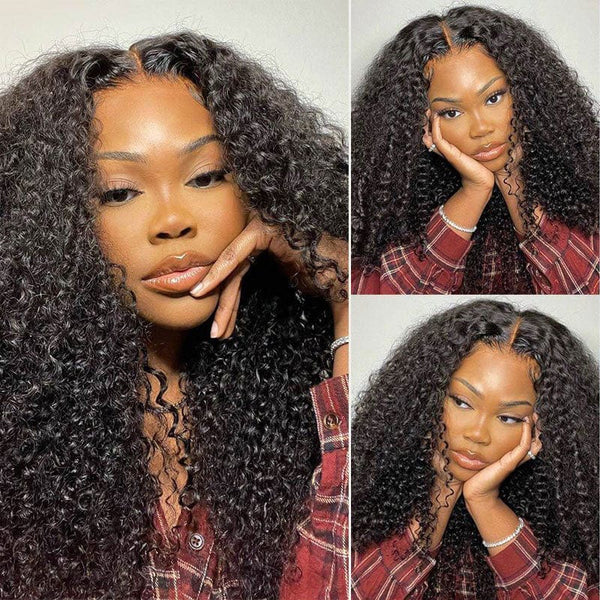 Klaiyi Kinky Curly 13x4 Lace Front Wig Virgin Human Hair Pre Plucked For Women