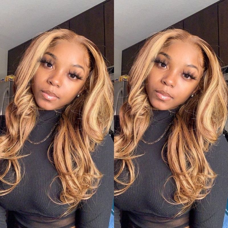 Klaiyi Ombre Highlight T Part Lace Front Wig Body Wave Or Jerry Curl Natural Density Flash Sale