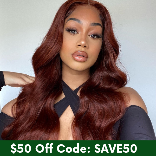 $50 Off Full $51- Reddish Brown Color Body Wave Lace Front Wig