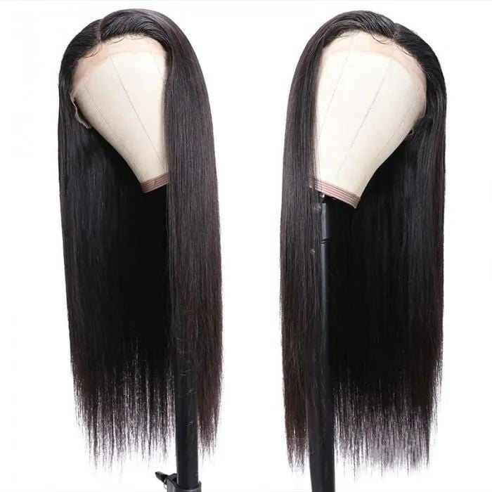 Klaiyi Straight Lace Frontal Wigs Human Hair for Women Lace Part Closure Wig Pre Plucked