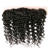 Klaiyi 8A Indian Deep Wave 4 Bundles with Lace Frontal Closure Human Virgin Hair Extension