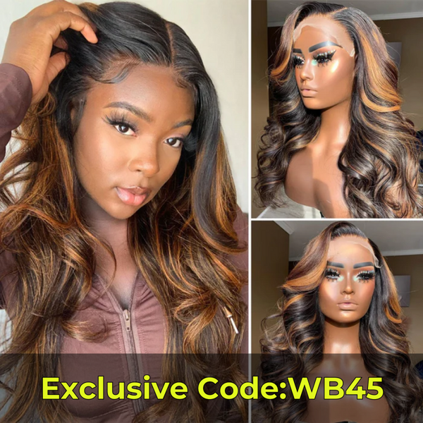 Klaiyi Whatsapp Special Offer|Dark Root Brown Balayage Highlight Body Wave Lace Front Wig