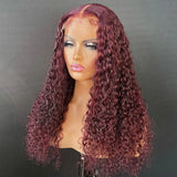 Blach Friday | Klaiyi Jerry Curl Red Burgundy #99J Color Lace Closure Wigs Flash Sale