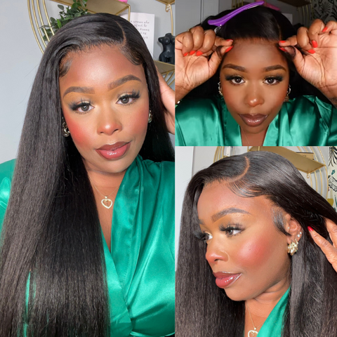 Under $100 | Flash Sale Yaki Straight 4C Kinky Edge Kinky Straight Lace Front Wig  Lace Wig