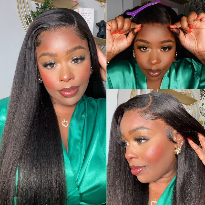 Under $100 | Klaiyi Hair Flash Sale Yaki Straight 4C Kinky Edge Kinky Straight Lace Front Wig  Lace Wig