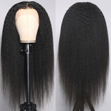 Klaiyi 4C Hairline Glueless Kinky Straight 13x4 Lace Front Wig With Curly Edges Kinky Baby Hair Wig