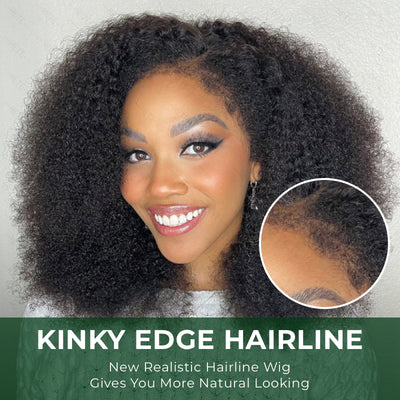 Klaiyi 4C Kinky Edge Wig Realistic Super Natural 4C Kinky Curly 7x5 Bye Bye Knots Wig Flash Sale