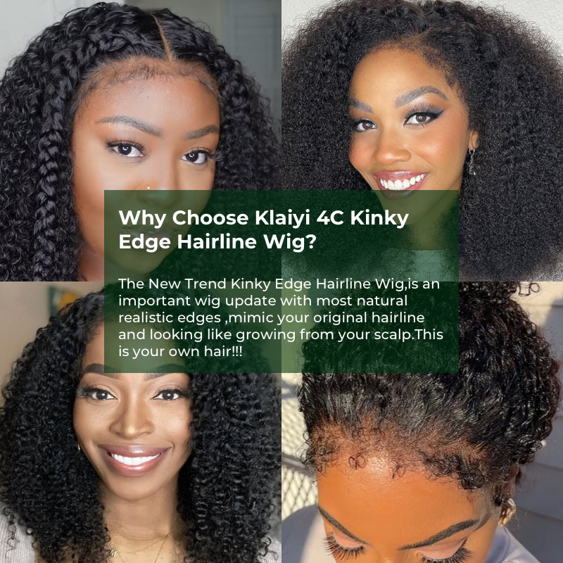 Klaiyi Pre-Cut Lace Kinky 4C Hair Afro Kinky Curly Human Wig Realistic Lace Frontal Big Curly Wig Flash Sale