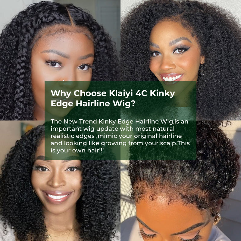 Klaiyi Pre-Cut Lace Kinky 4C Hair Afro Kinky Curly Human Wig Realistic Lace Frontal Big Curly Wig Flash Sale