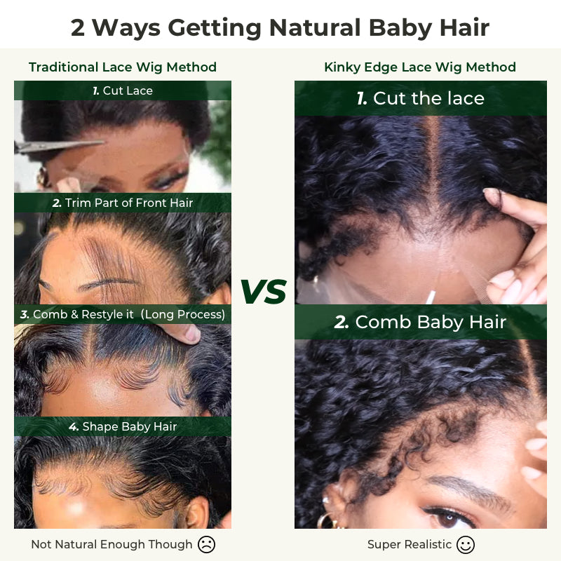 Klaiyi 4c Kinky Edge Kinky Curly Skin Melt 7x5 Bye Bye Knots Wig Virgin Human Hair Natural Hairline