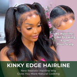 Under $100 | Flash Sale Yaki Straight 4C Kinky Edge Kinky Straight Lace Front Wig Pre Cut Lace Wig