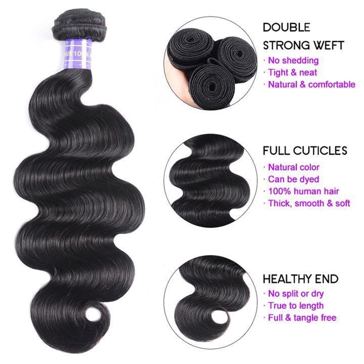 Klaiyi Remy Hair Brazilian Body Wave 3 Bundles with 4*4 Lace Closure On Sale Youth Series