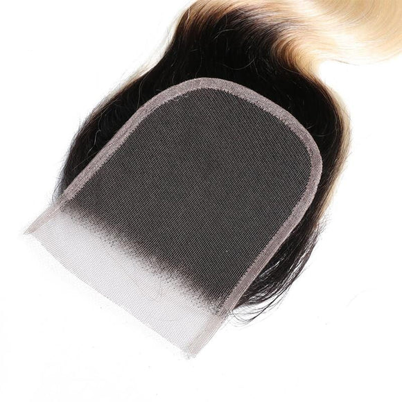Klaiyi 1B/613 Cheveux ondulés ombrés, 4 paquets avec fermeture 4*4, extensions de cheveux humains bicolores à vendre 
