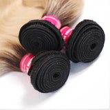 Klaiyi 4 Bundles Body Wave 1b/613 Ombre Hair Weave , 2 Tone Color Ombre Human Hair Weaves