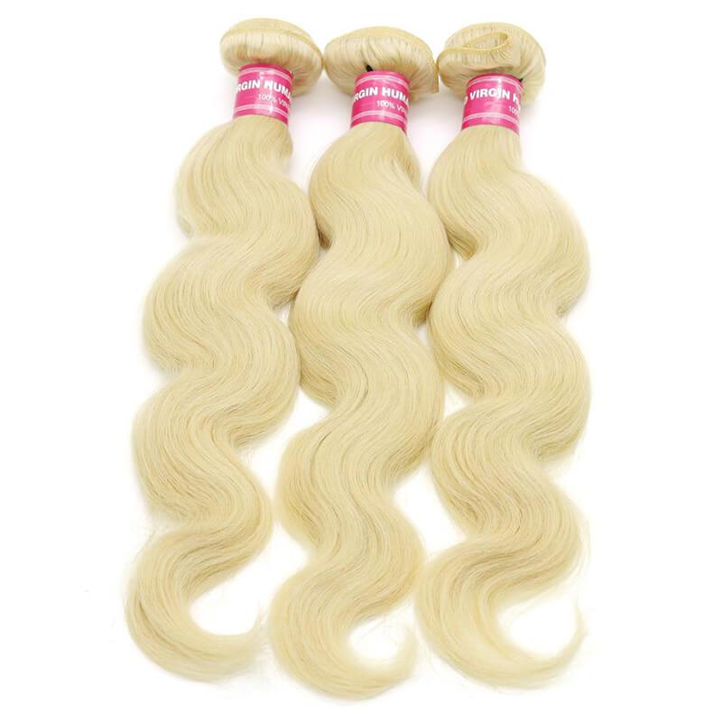 Klaiyi Indian Body Wave Blonde Hair Weaves 613 Color 3 Bundles 100%  Human Hair Weave-Klaiyi Hair