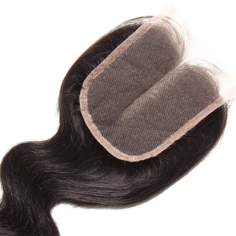 Klaiyi Body Wave Hair 4x4 Lace Closure, 1PCS Brazilian/ Malaysian/ Peruvian 100% Human Virgin Hair Lace Closure, Natural Color