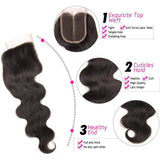 Klaiyi Peruvian Body Wave Lace Closure Human Virgin Hair Natural Color