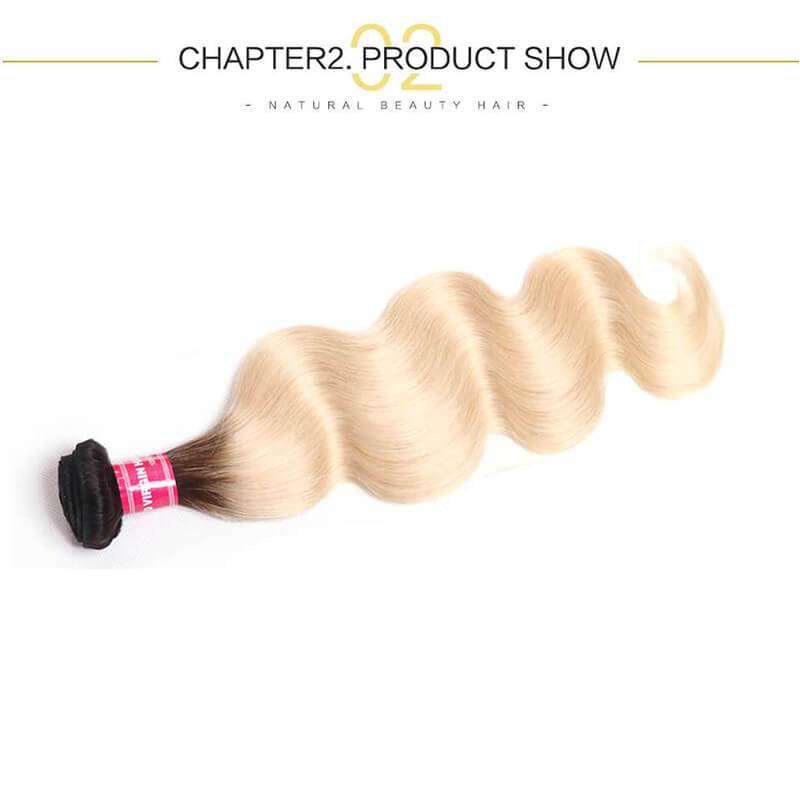 Klaiyi 1 Bundles T1B/613 Body Wave Ombre Hair, 2 Tone Color Human Hair Weave