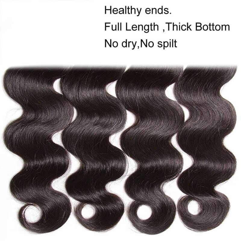 Klaiyi 8A Virgin Indian Body Wave Hair 4pcs/pack Human Extensions Natural Color