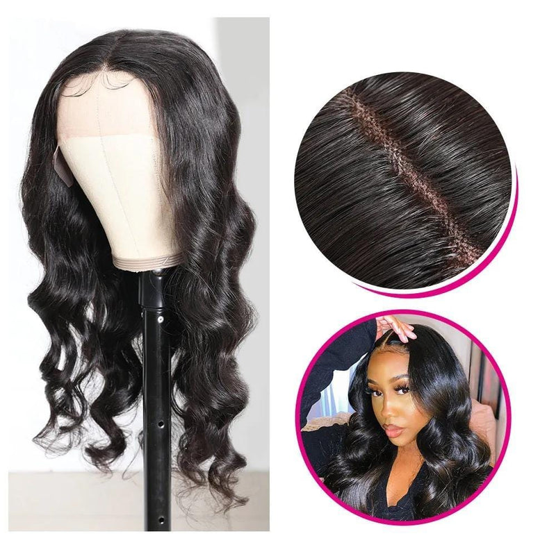Klaiyi Hair Body Wave Lace Wigs Pre-plucked Natural Hairline Hand Tied Lace Part Wig With Baby Hair