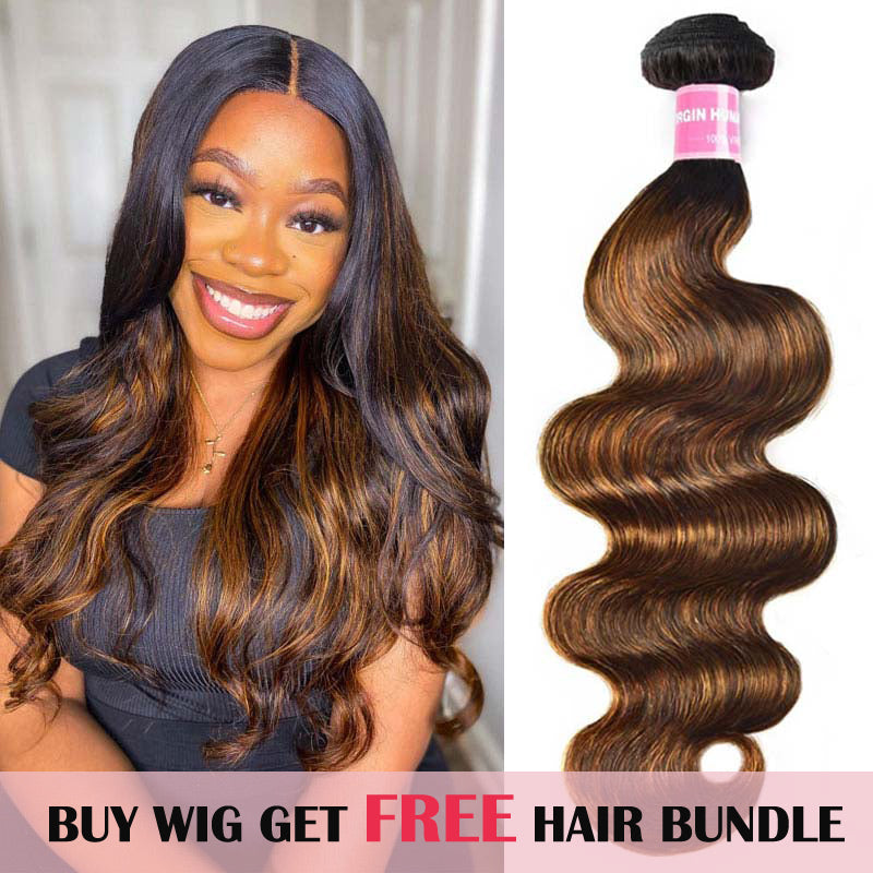 Buy Highlight Balayage Lace Frontal Wig Body Wave Get Free Hair Bundle Flash Sale