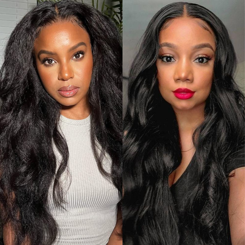 Buy 1 Get 1 60% OFF,Code:OFF60 | Klaiyi Versatile Kinky Straight Or Body Wave Or Jerry Curly V Part Unit No Leave Out