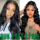 Buy 1 Get 1 Free | Klaiyi Hair Buy Body Wave 4x4 Lace Closure Wig Get 18inch Body Wave Ponytail  Free Flash Sale