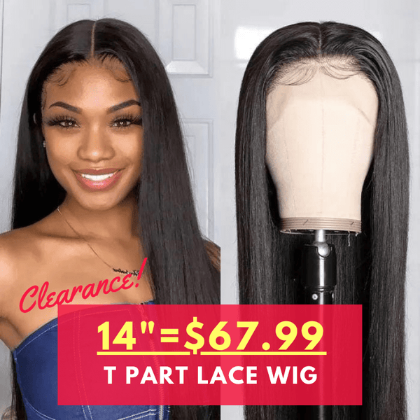Straight 13*5*0.5 T Part Lace Human Hair Wig - Clearance Flash Sale