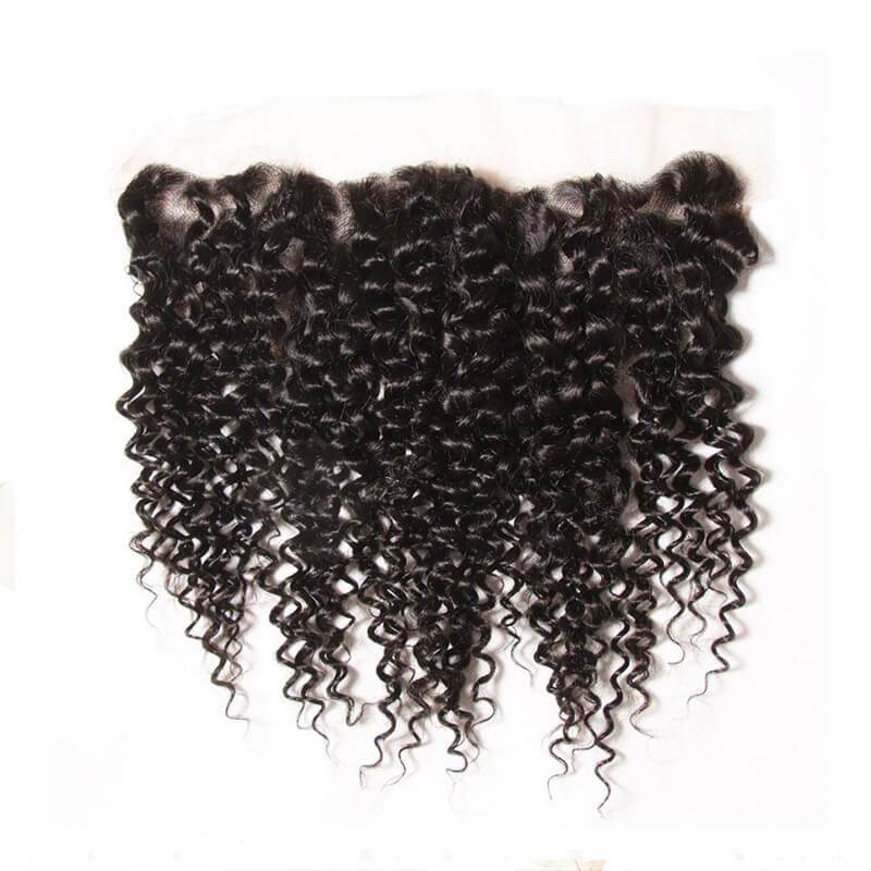 Klaiyi Virgin Curly Lace Frontal Closure 13*4 Ear To Ear, 100% Virgin Human Hair