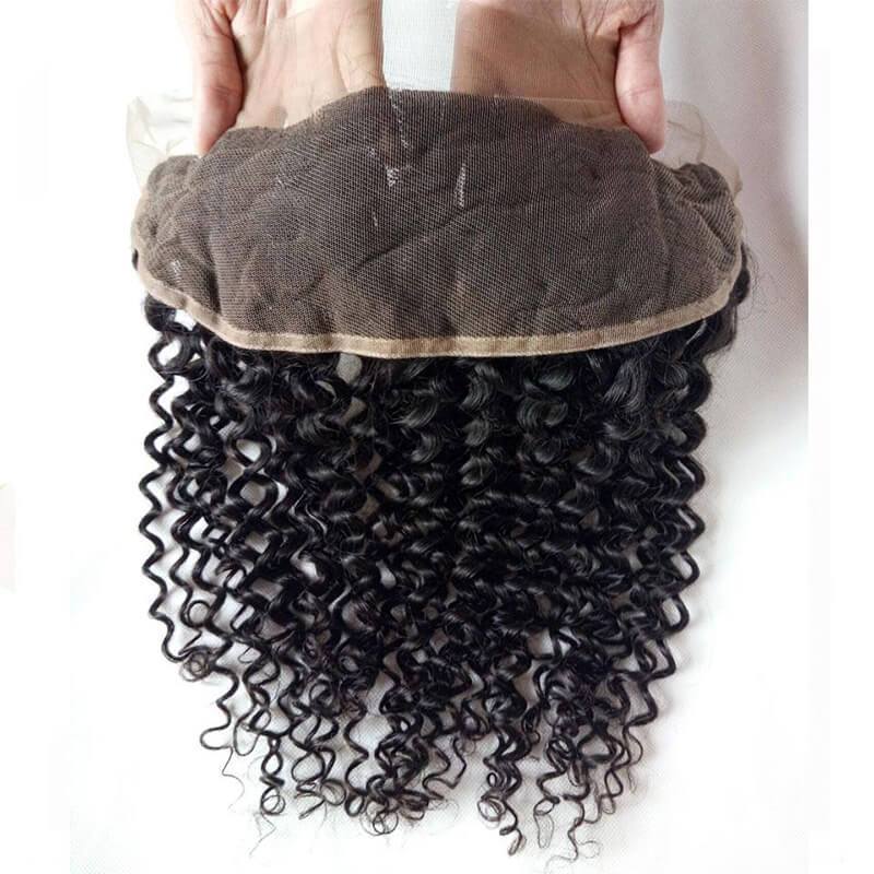 Klaiyi Virgin Curly Lace Frontal Closure 13*4 Ear To Ear, 100% Virgin Human Hair