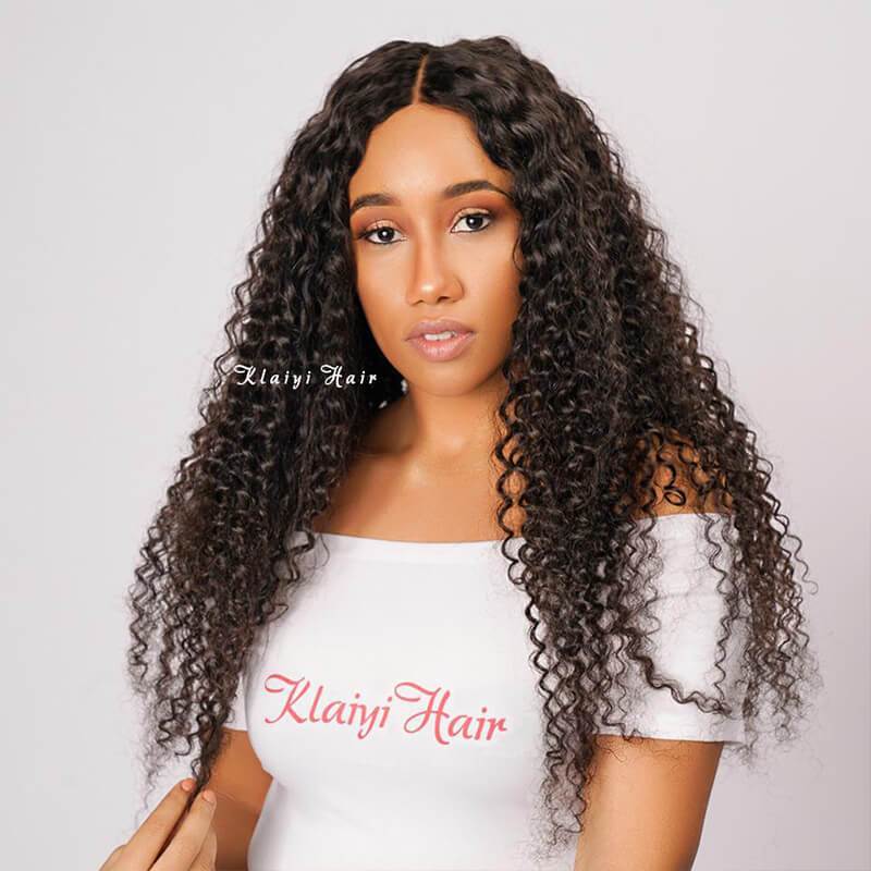 Klaiyi Virgin Curly Lace Frontal Closure 13*4 Ear To Ear, 100% Virgin Human Hair