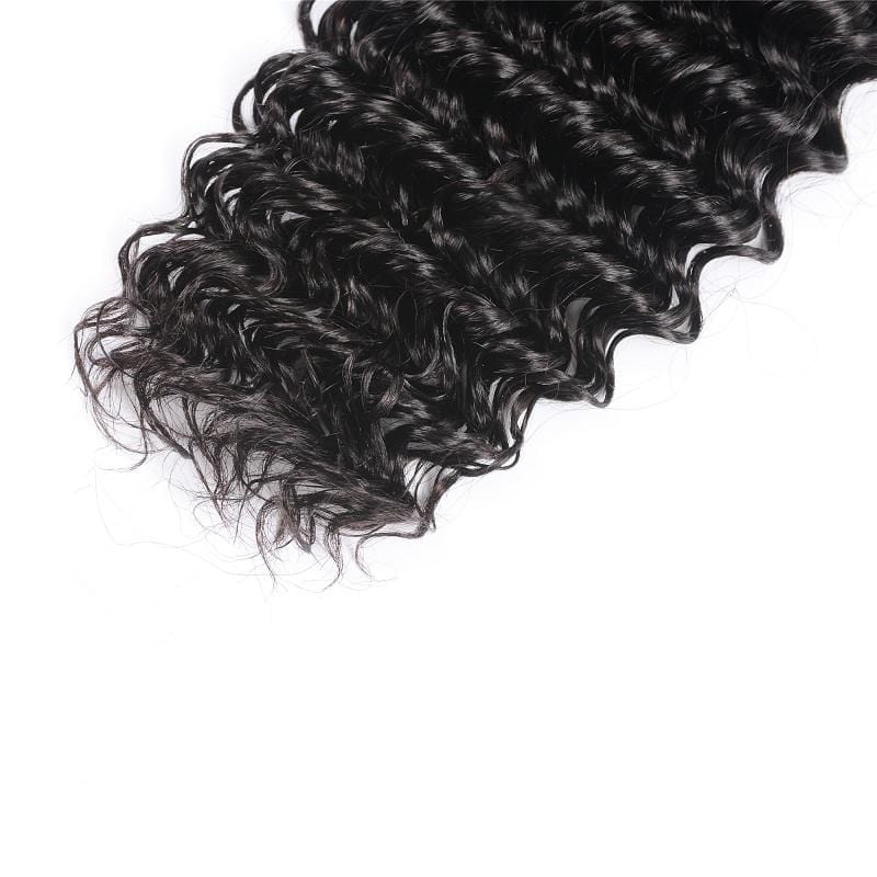 Klaiyi Remy Hair 4 Bundles Natural Black Brazilian Deep Wave Human Hair Bundles With Closure Youth Series