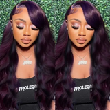 $100 OFF | Code: SAVE100 Klaiyi Midnight Dark Purple Ombre 13x5 T Part Lace Front Wig Body Wave Wig