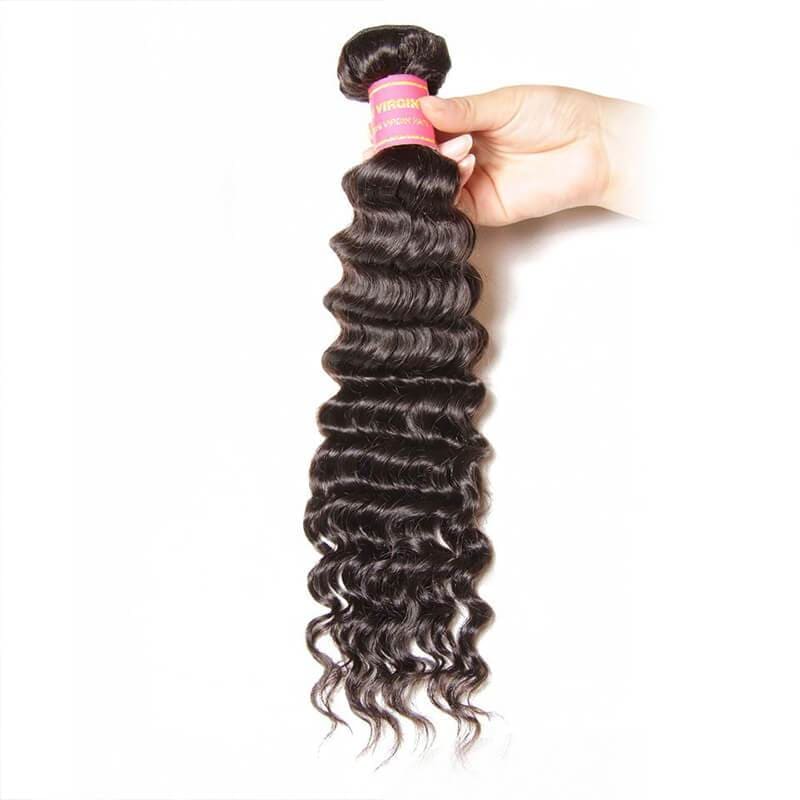 Klaiyi Brazilian Hair Deep Wave 3 Bundles Deals 100% Human Virgin Hair