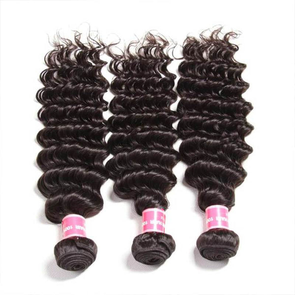 Klaiyi Brazilian Deep Wave 3pieces/pack, Unprocessed Human Virgin Hair  Natural Color