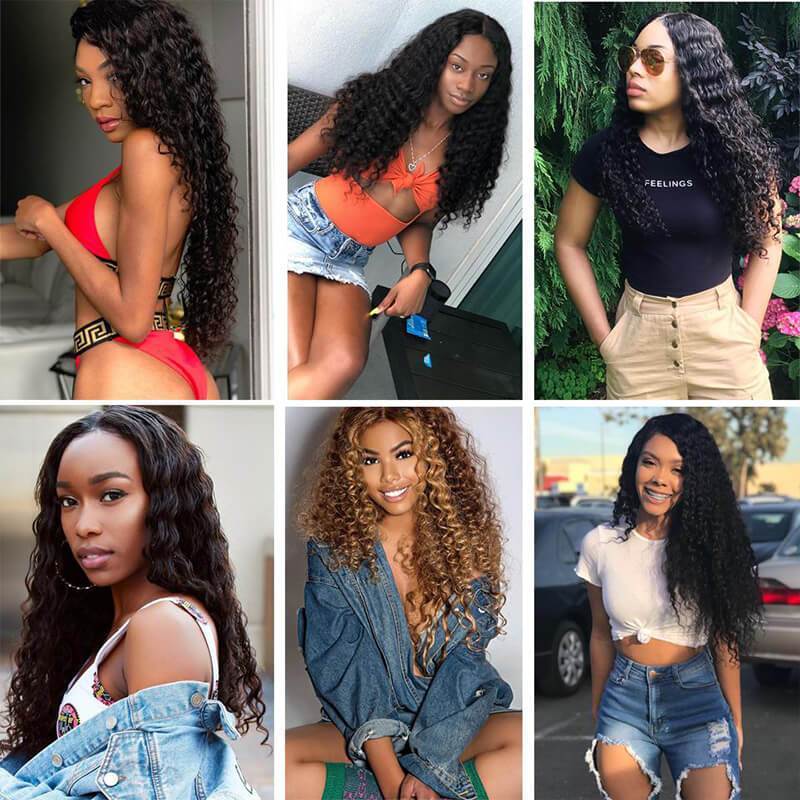 Klaiyi Hair 4pcs/pack Brazilian Deep Wave Human Hair Bundles 100% Human Hair Weaves