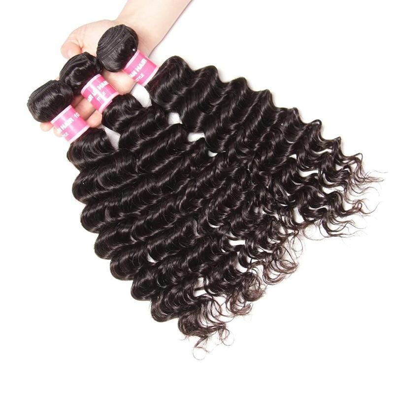 Klaiyi 3Pcs/Pack Peruvian Deep Wave Virgin Human Hair Weft