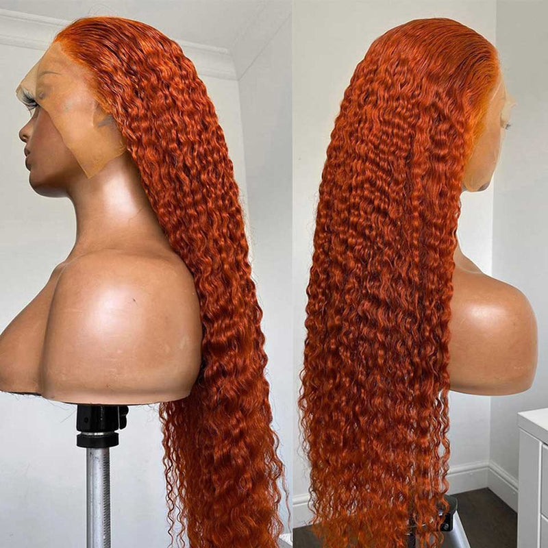 All Wigs Under $100| Klaiyi Orange Ginger Colored Wigs Jerry Curly Precolored Lace Part Human Hair Wigs Ginger Wig Flash Sale