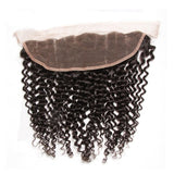 Klaiyi Malaysian Curly Hair 3 Bundles with Ear to Ear 13*4 Lace Frontal Closure